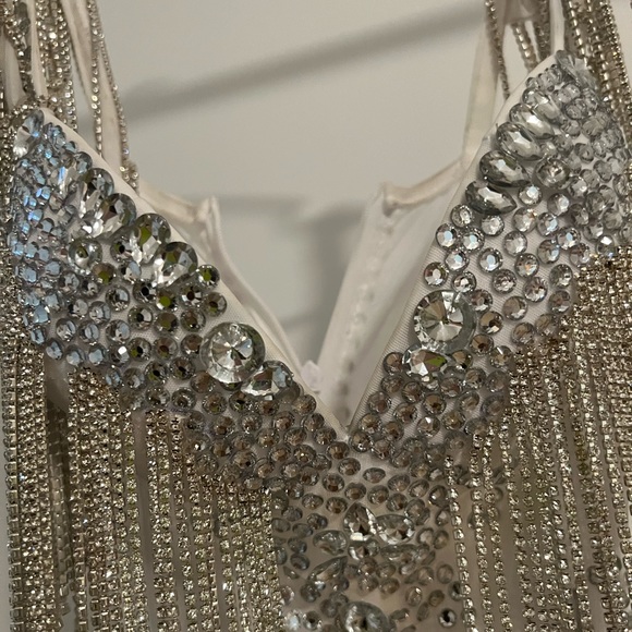 Rhinestone Dress/Bodysuit in White - Picture 6 of 11